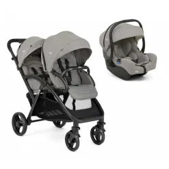 Poussette duo evalite double + siège auto i-gemm 3 pebble gris