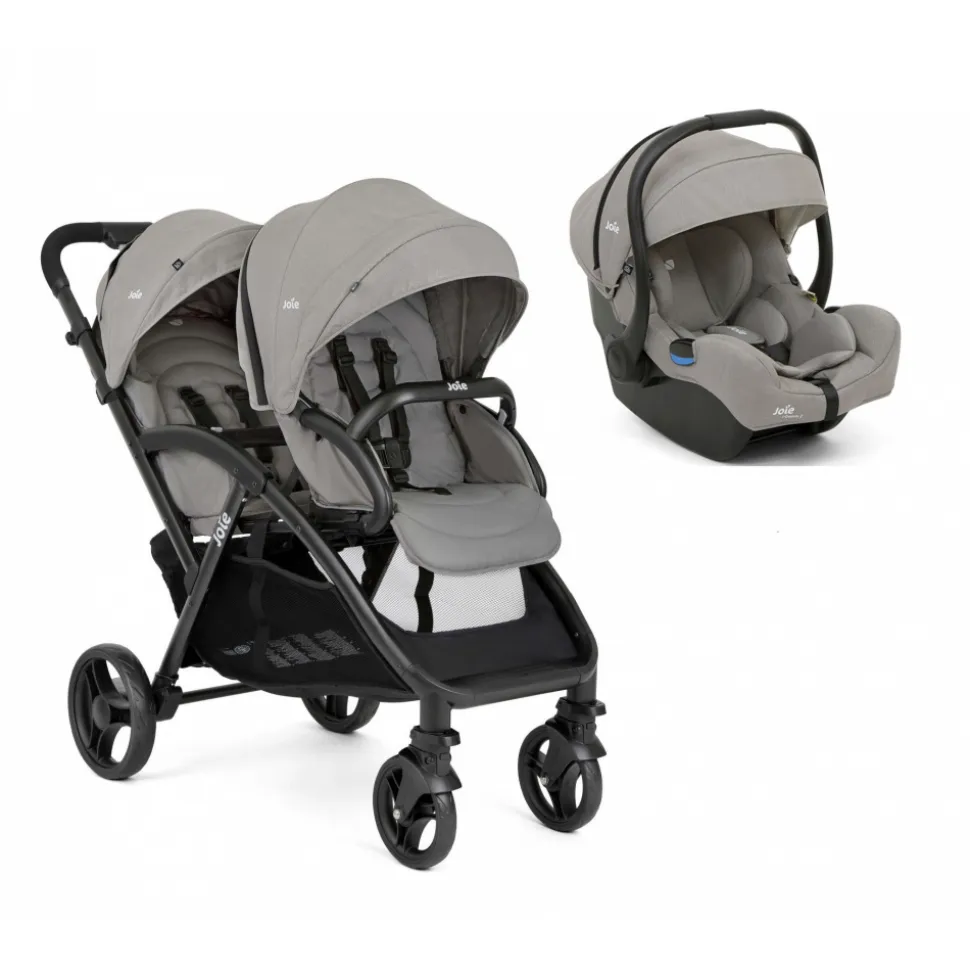 Poussette duo evalite double + siège auto i-gemm 3 pebble gris