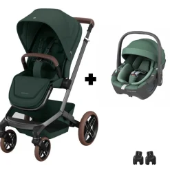 Poussette duo fame + siège auto pebble 360 green