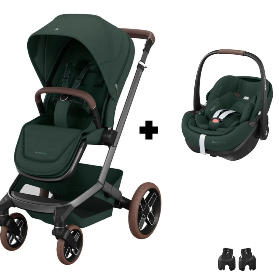 Poussette duo fame + siège auto pebble pro 2 green