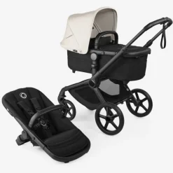 Poussette duo fox 5 tout terrain complète noir / noir prestige - blanc brume