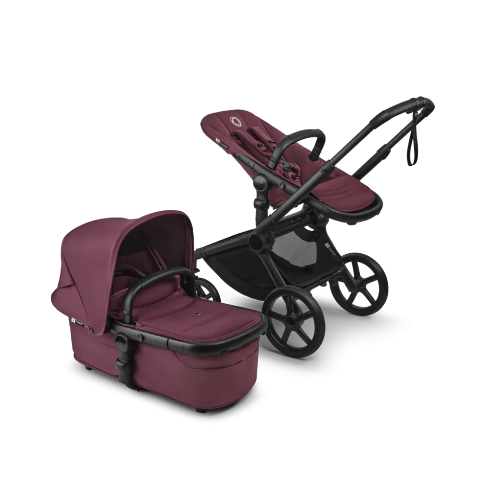 Poussette duo fox 5 tout terrain complète noir / cerise intense