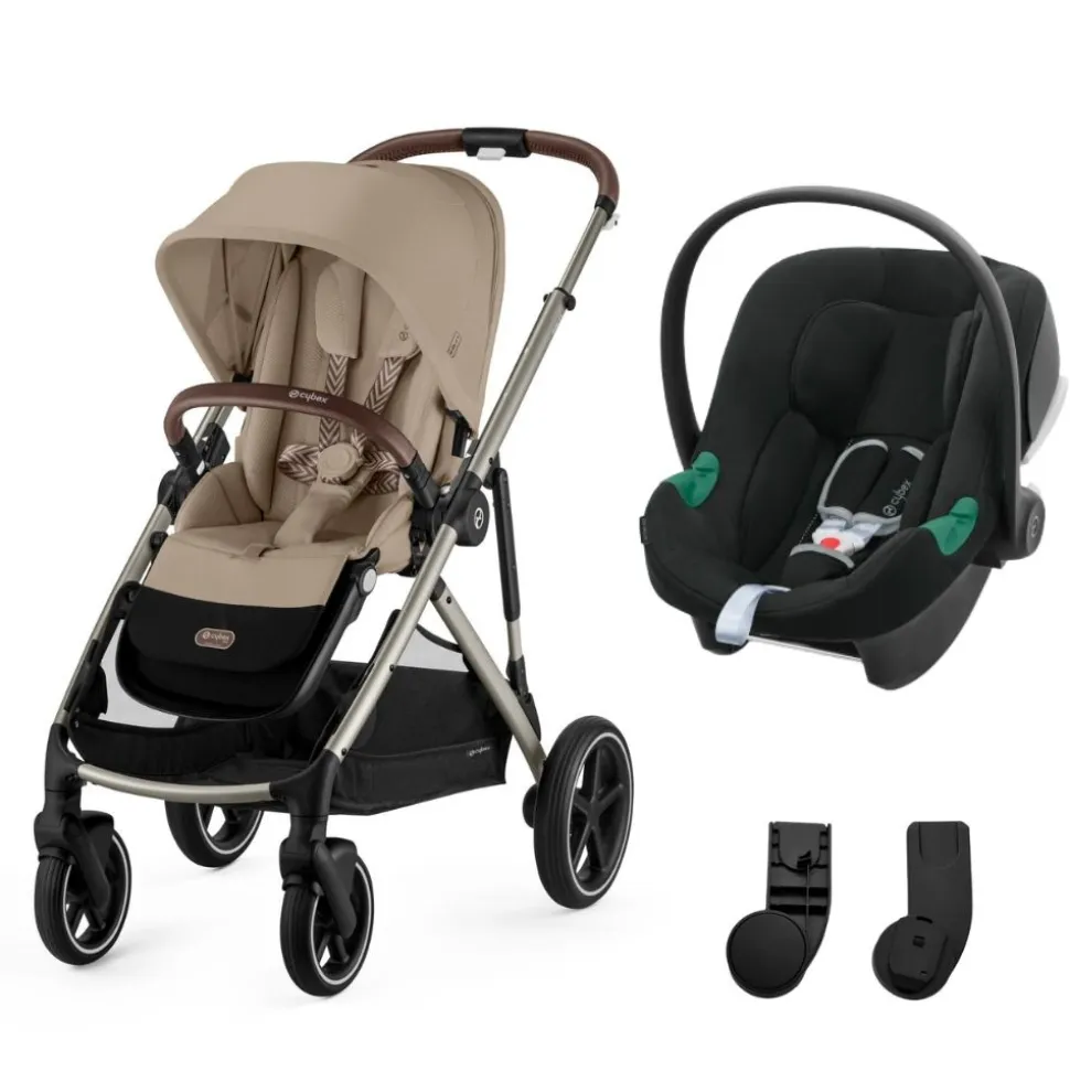 Poussette duo gazelle s almond beige + siège auto aton b2 i-size