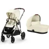 Poussette duo gazelle s seashell beige châssis taupe + nacelle