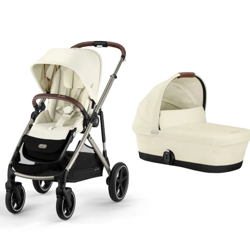 Poussette duo gazelle s seashell beige châssis taupe + nacelle