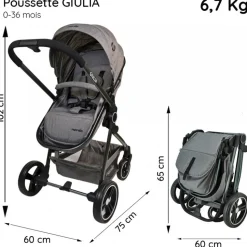 Poussette duo giula gris chiné