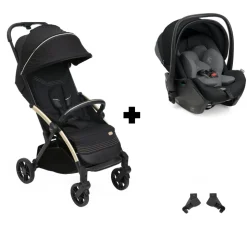 Poussette duo goody xplus - black re_lux + siège auto first seat recline i-size black satin