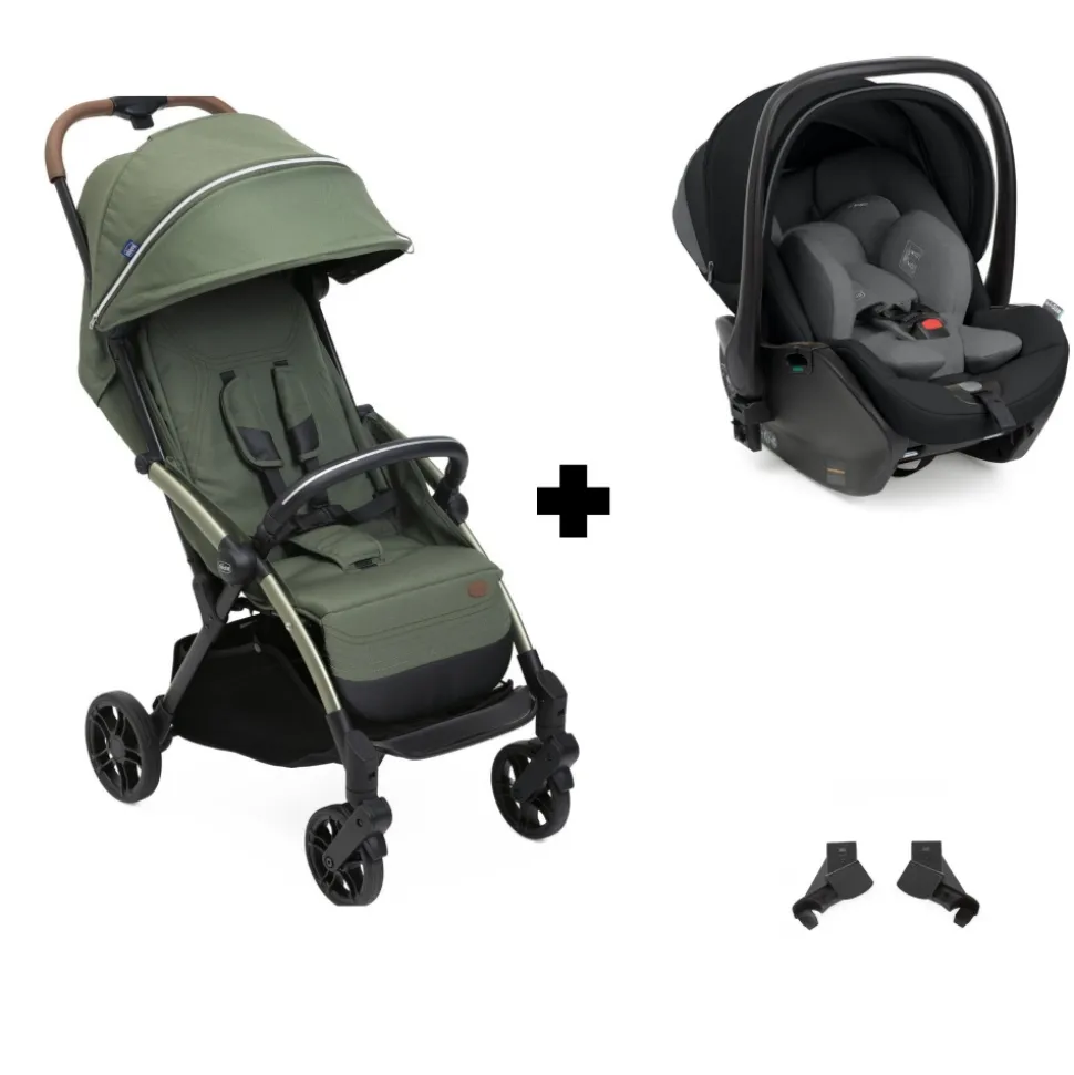 Poussette duo goody xplus - twinkle green + siège auto first seat recline i-size black satin