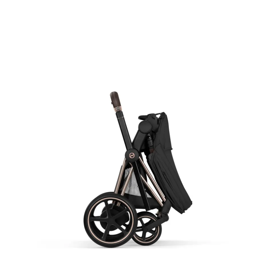 Poussette duo électrique e-priam 3 avec nacelle pliable châssis rosegold sepia black