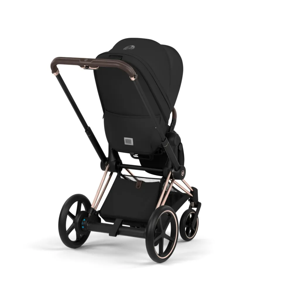Poussette duo électrique e-priam 3 avec nacelle pliable châssis rosegold sepia black