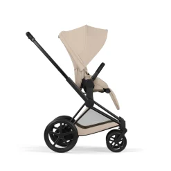 Poussette duo électrique e-priam 3 avec nacelle pliable châssis matt black cozy beige
