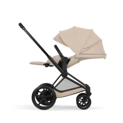 Poussette duo électrique e-priam 3 avec nacelle pliable châssis matt black cozy beige