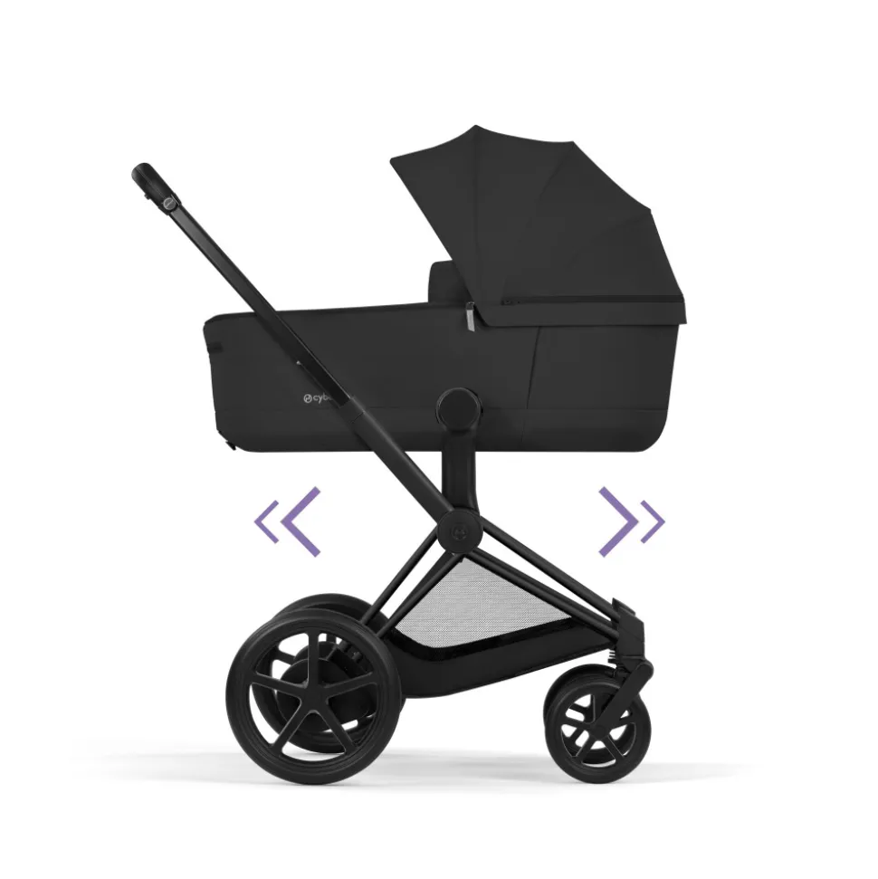 Poussette duo électrique e-priam 3 avec nacelle pliable châssis matt black sepia black