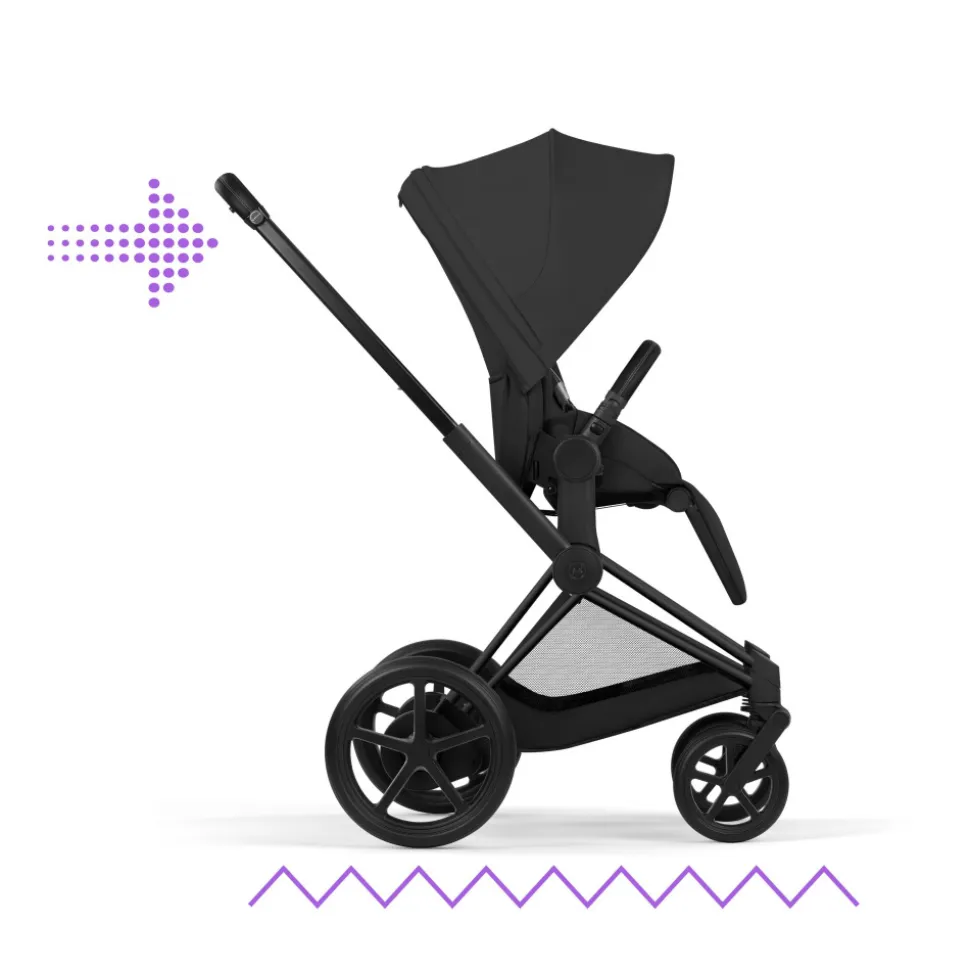 Poussette duo électrique e-priam 3 avec nacelle pliable châssis matt black sepia black