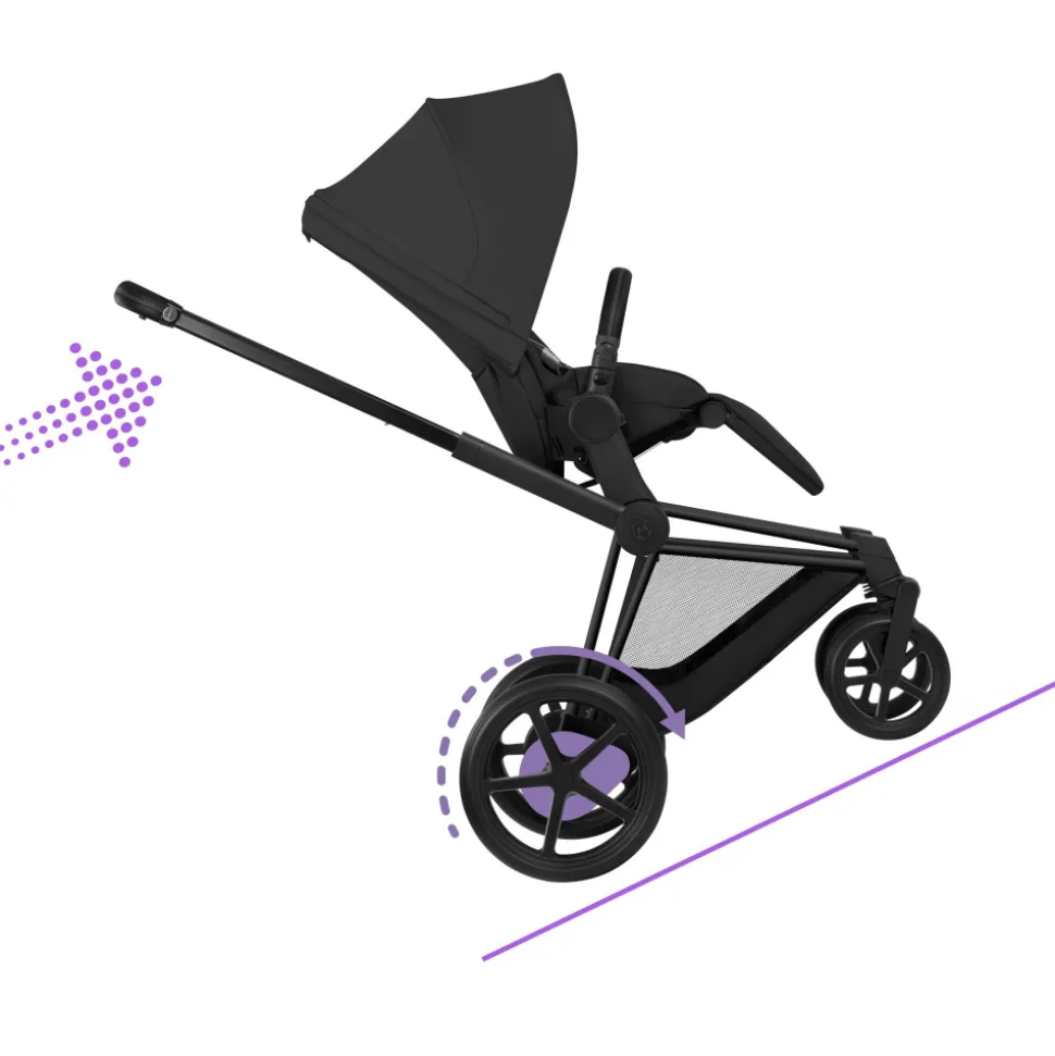 Poussette duo électrique e-priam 3 avec nacelle pliable châssis matt black sepia black