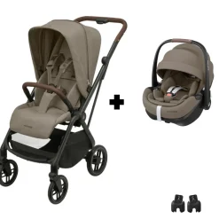 Poussette duo leona 2 + siège auto pebble 360 pro 2 twillic truffle