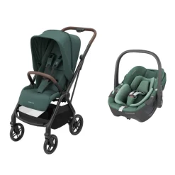 Poussette duo leona 2 + siège auto pebble 360 essential green