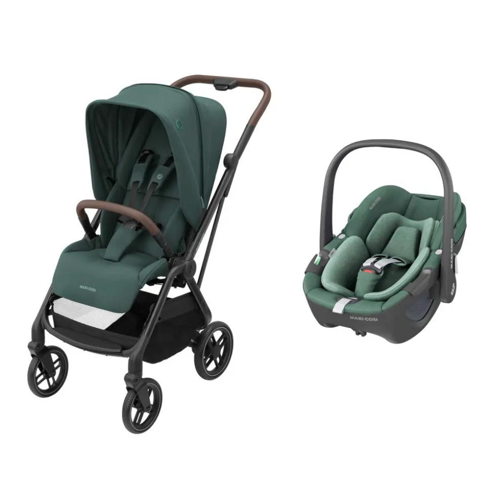 Poussette duo leona 2 + siège auto pebble 360 essential green