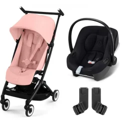 Poussette duo libelle 4 candy pink + aton b2 i-size