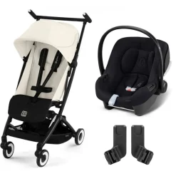Poussette duo libelle 4 canvas white + aton b2 i-size
