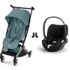 Poussette duo libelle 5 ultra compacte stormy blue avec siège auto cloud t i-size