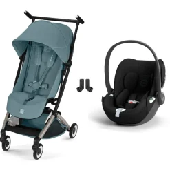 Poussette duo libelle 5 ultra compacte stormy blue avec siège auto cloud t i-size