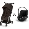 Poussette duo libelle 5 ultra compacte chocolate brown avec siège auto cloud t i-size