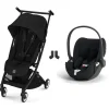 Poussette duo libelle 5 ultra compacte magic black avec siège auto cloud t i-size tissu plus