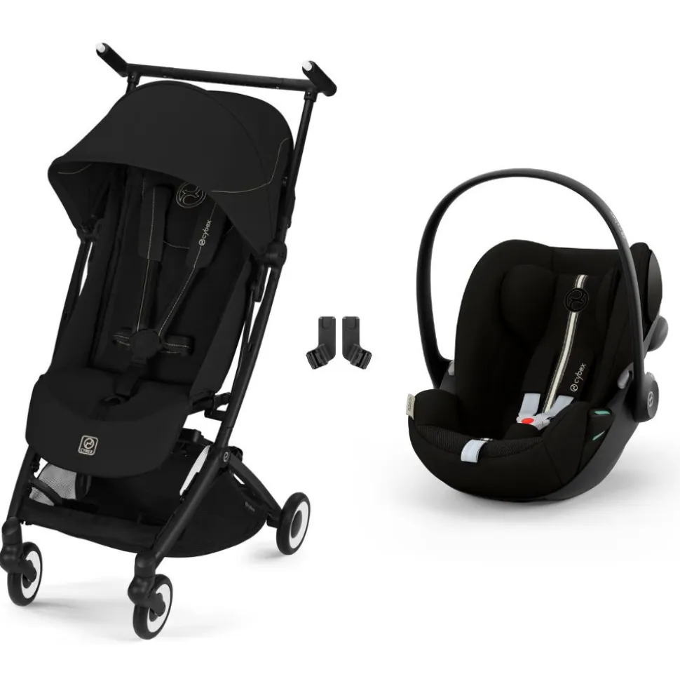 Poussette duo libelle 5 ultra compacte magic black avec siège auto cloud g3 i-size tissu plus