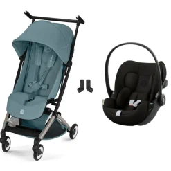 Poussette duo libelle 5 ultra compacte stormy blue avec siège auto cloud g i-size