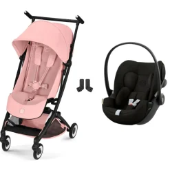 Poussette duo libelle 5 ultra compacte candy pink avec siège auto cloud g i-size