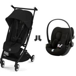 Poussette duo libelle 5 ultra compacte magic black avec siège auto cloud g i-size