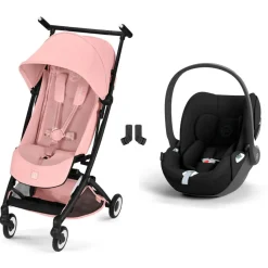 Poussette duo libelle 5 ultra compacte candy pink avec siège auto cloud t i-size