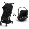 Poussette duo libelle 5 ultra compacte chocolate brown avec siège auto aton b2 i-size