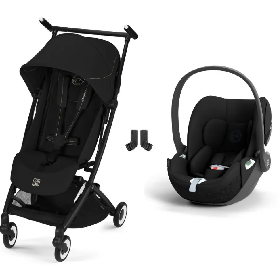 Poussette duo libelle 5 ultra compacte chocolate brown avec siège auto aton b2 i-size