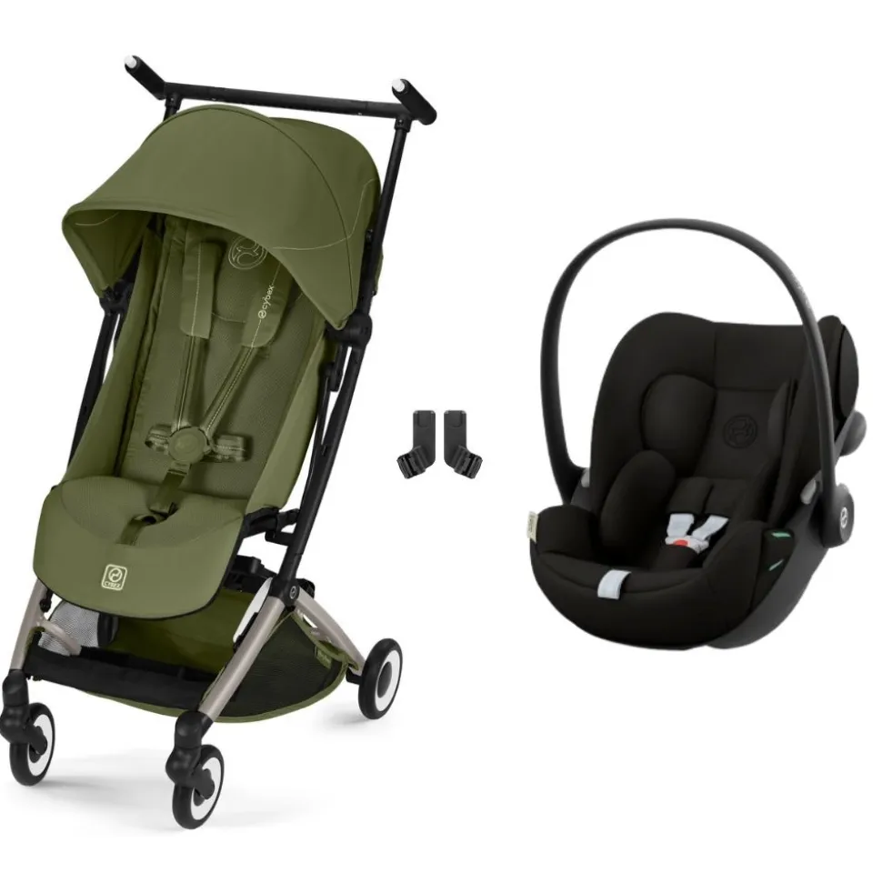 Poussette duo libelle 5 ultra compacte moss green avec siège auto cloud g i-size