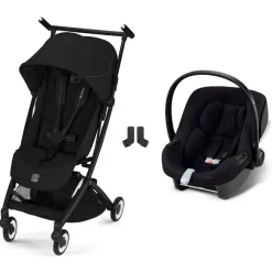 Poussette duo libelle 5 ultra compacte magic black avec siège auto aton b2 i-size
