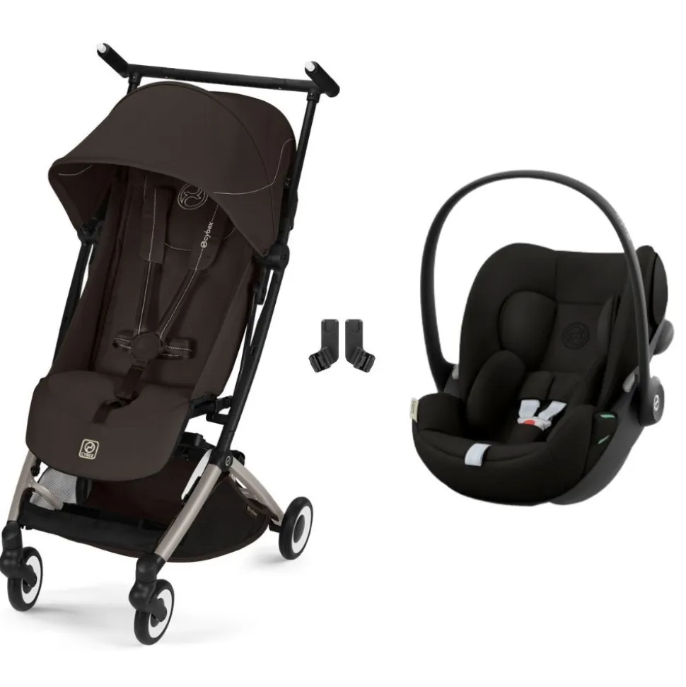 Poussette duo libelle 5 ultra compacte chocolate brown avec siège auto cloud g i-size