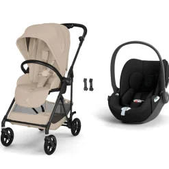 Poussette duo melio carbon 6 almond beige avec siège auto cloud t i-size