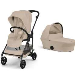 Poussette duo melio carbon 6 almond beige avec nacelle melio cot