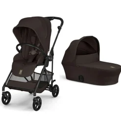 Poussette duo melio carbon 6 chocolate brown avec nacelle melio cot