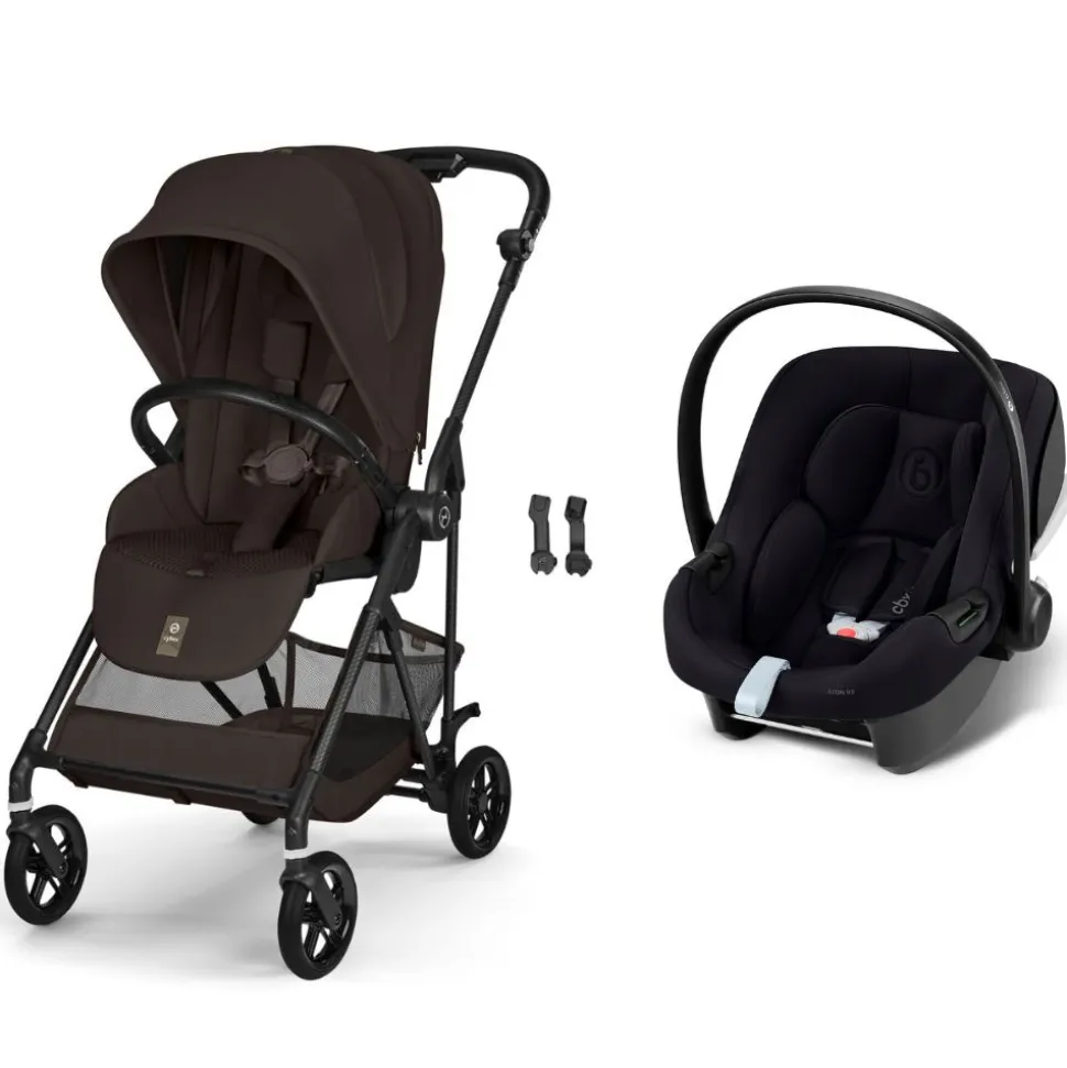 Poussette duo melio carbon 6 chocolate brown avec siège auto aton b2 i-size
