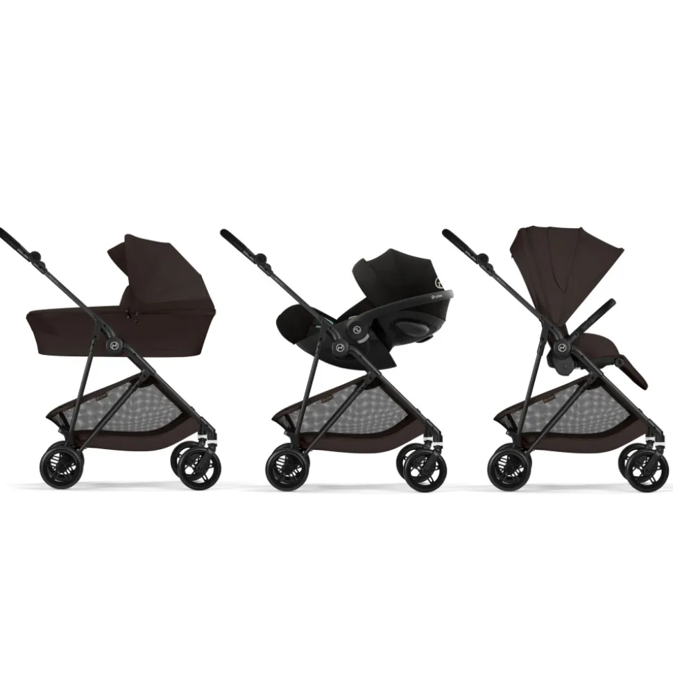 Poussette duo melio carbon 6 chocolate brown avec siège auto cloud t i-size