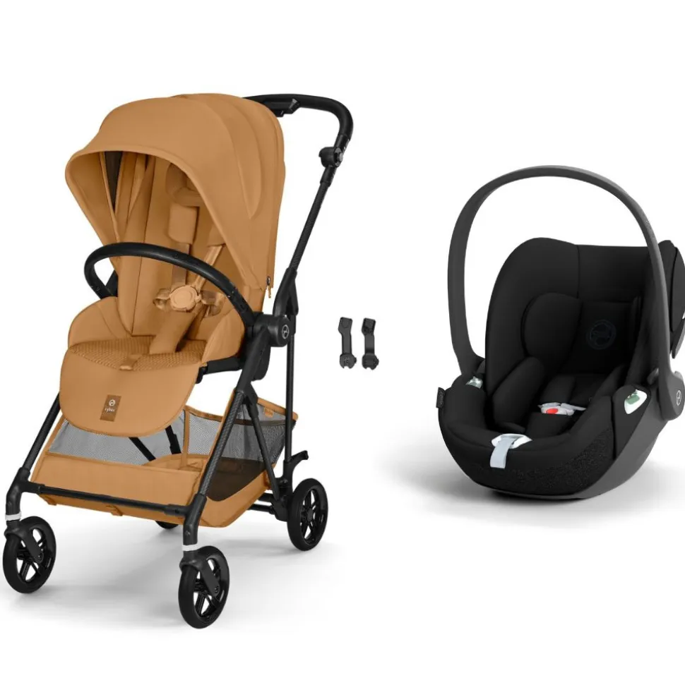 Poussette duo melio carbon 6 cinnamon yellow avec siège auto cloud t i-size