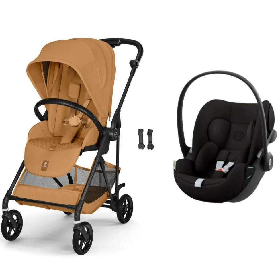 Poussette duo melio carbon 6 cinnamon yellow avec siège auto cloud g i-size