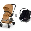 Poussette duo melio carbon 6 cinnamon yellow avec siège auto aton b2 i-size