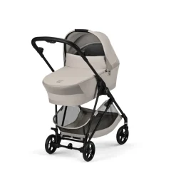 Poussette duo melio carbon 6 dune grey avec nacelle melio cot