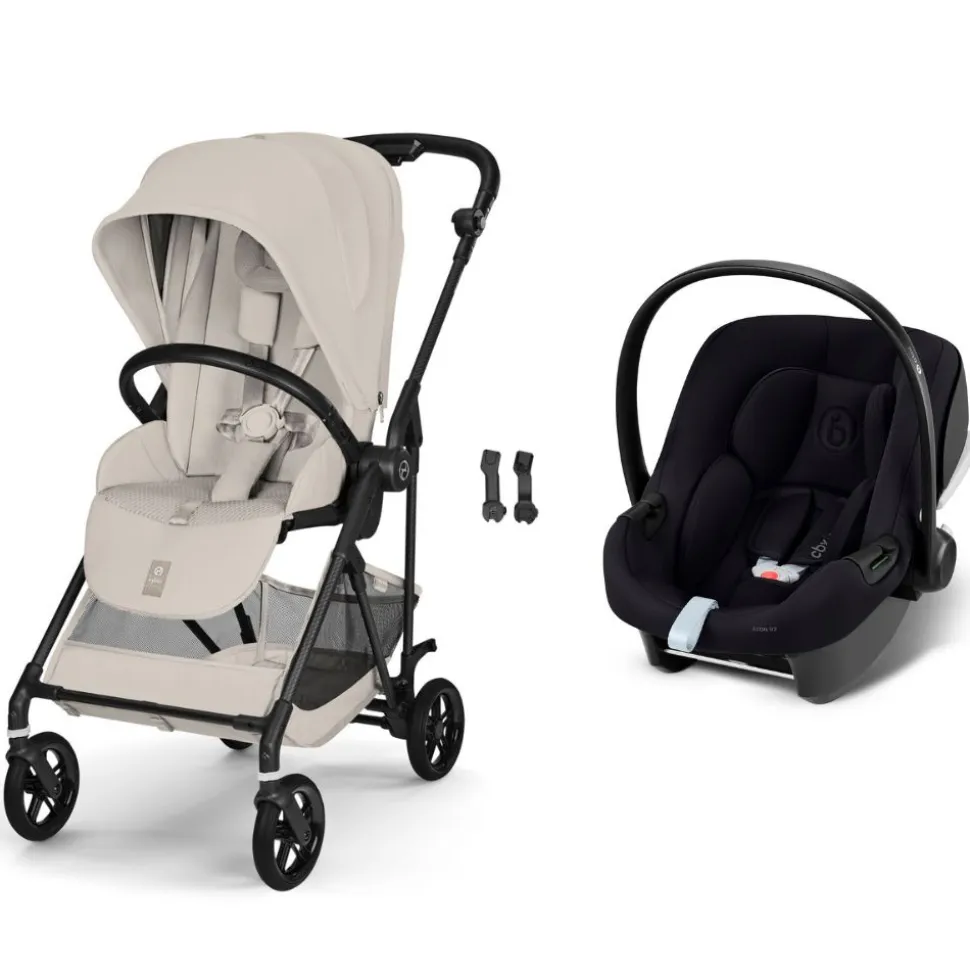 Poussette duo melio carbon 6 dune grey avec siège auto aton b2 i-size