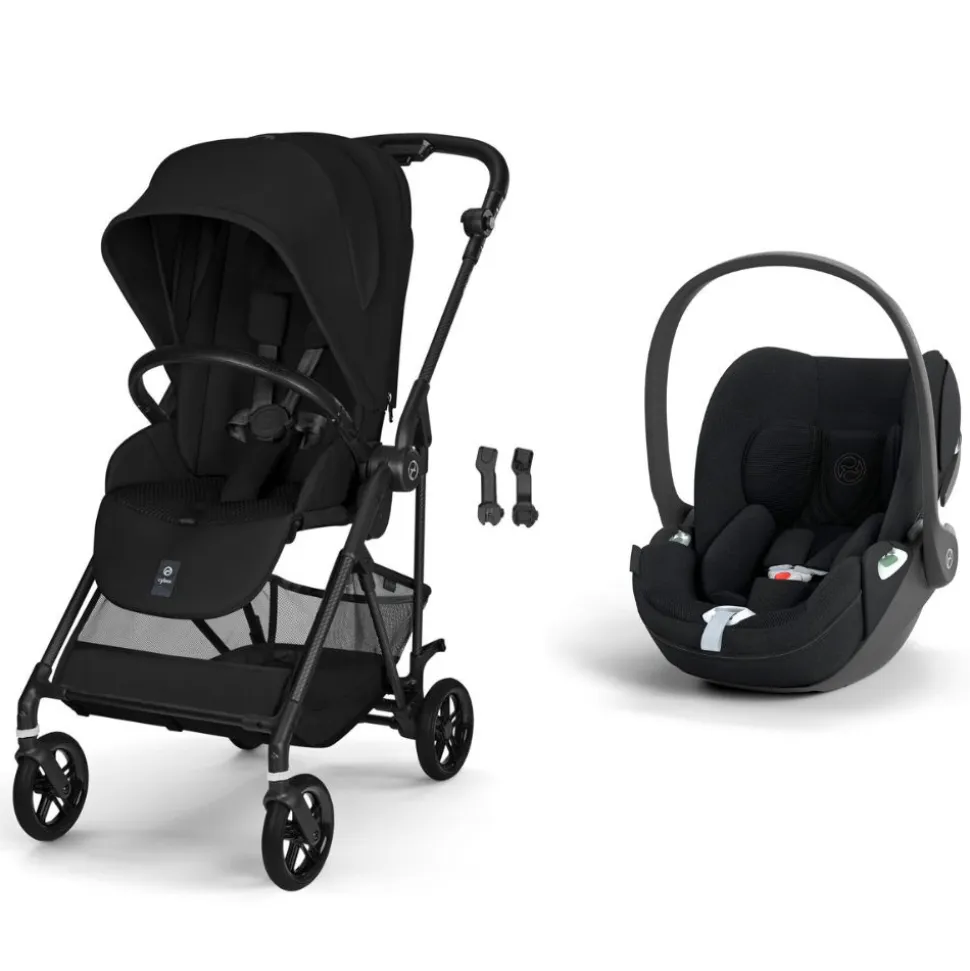 Poussette duo melio carbon 6 magic black avec siège auto cloud t i-size tissu plus