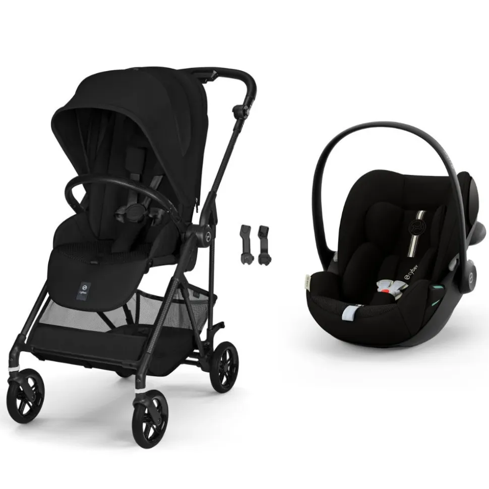 Poussette duo melio carbon 6 magic black avec siège auto cloud g3 i-size tissu plus